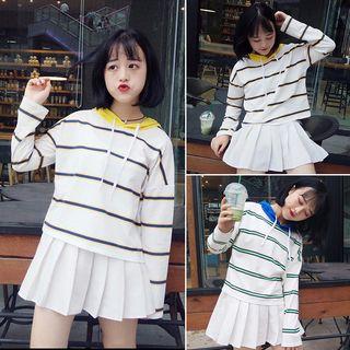 Striped Color Panel Hoodie