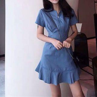 Ruffle Hem Mini A-line Dress