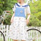 Denim Panel Pinafore Dress