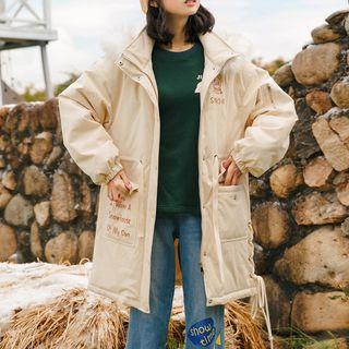 Faux-fur Embroidered Padded Parka