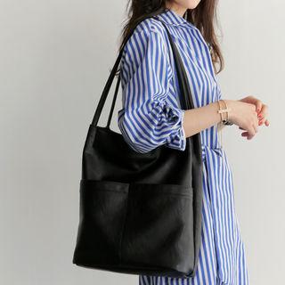 Pocket-detail Faux-leather Shoulder Bag One Size