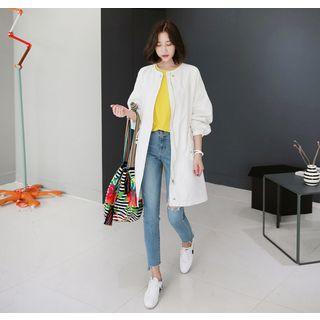 Collarless Cotton Long Parka