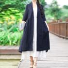3/4-sleeve Frog Buttoned Long Jacket