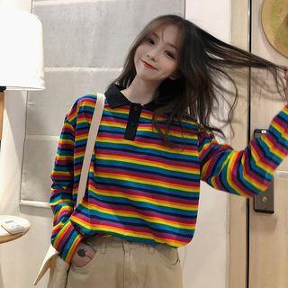 Rainbow Striped Polo Shirt