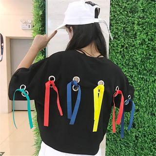 Strap Elbow-sleeve T-shirt