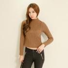 Mock-neck Cropped Sweater