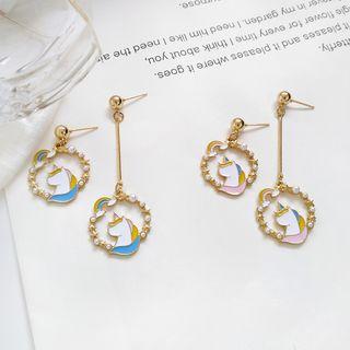 Unicorn Hoop Drop Earring / Clip-on Earring