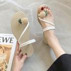 Faux Pearl Pineapple Toe-loop Slide Sandals