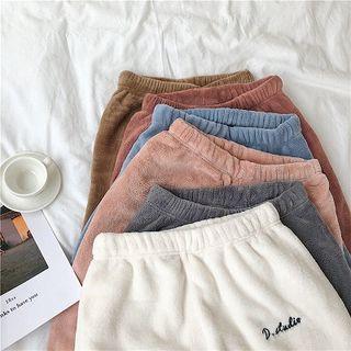 Lettering Embroidered High-waist Pants