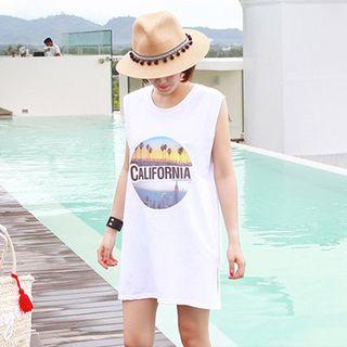 Sleeveless Printed Mini T-shirt Dress