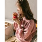 Embroidered Loose-fit Knit Pullover Pink - One Size