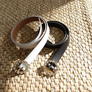 Rhinestone-buckle Belt