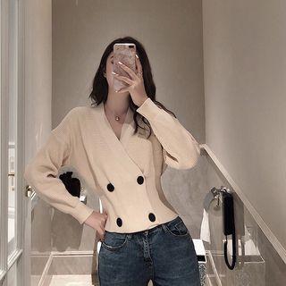 V-neck Double-breasted Belted Cardigan