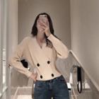 V-neck Double-breasted Belted Cardigan