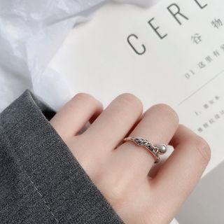 925 Sterling Silver Bead Charm Open Ring Ring - One Size