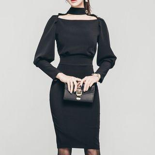 Choker Neck Long-sleeve Bodycon Dress