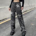 Low-rise Star Print Distressed Loose Fit Jeans