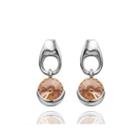 Simple And Fashion Geometric Champagne Cubic Zircon Earrings Silver - One Size