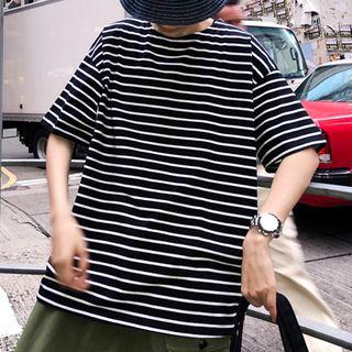 Round-neck Striped Short-sleeve Tee