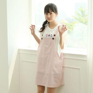 Linen Blend Overall Dress