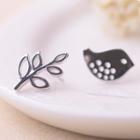 925 Sterling Silver Bird Non Matching Earrings