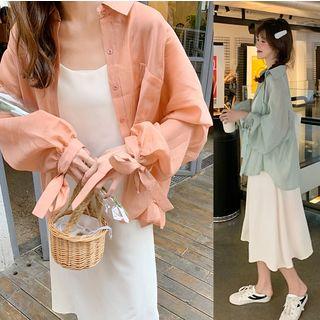 Plain Shirt / Strappy Midi Dress