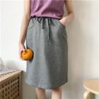 Drawstring Waist Straight Fit Skirt
