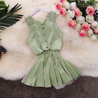 Set: V-neck Chiffon Tank Top + Mini A-line Skirt