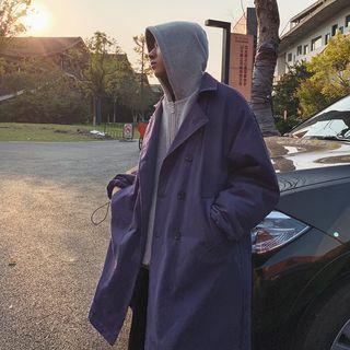 Mock Two-piece Double-breasted Hooded Jacket