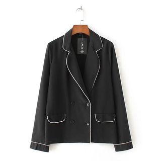 Long-sleeved Color-block Cover-up Open-front Coat
