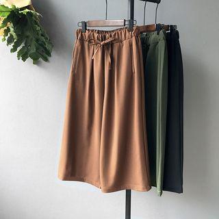 Drawstring Waist Capri Wide-leg Pants