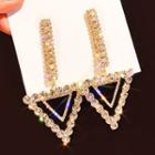 Rhinestone Triangle Dangle Earring 1 Pair - Silver Needle - As Shown In Figure - One Size