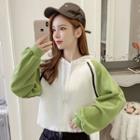 Long-sleeve Striped Color Block Hooded Pullover
