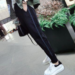 Cropped Contrast Striped Sweatpants