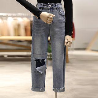 Straight-fit Ripped Jeans