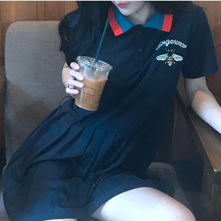 Contrast Collar Short-sleeve Polo Dress