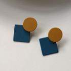 Sterling Silver Geometrical Stud Earring 1 Pair - 1527 - Mustard Yellow & Blue - One Size