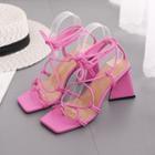 Knotted Ankle Strap Block Heel Sandals