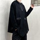 Batwing-sleeve Hooded Pullover Black - One Size