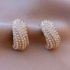 Faux Pearl Alloy Earring 1 Pair - Stud Earring - Gold - One Size