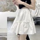 High Waist Frill Trim Mini A-line Skirt