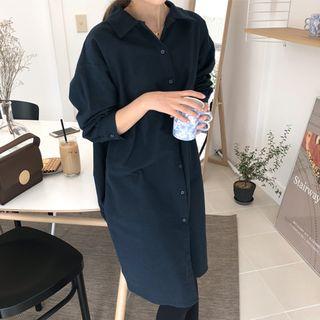 Napped Shirtdress Navy Blue - One Size