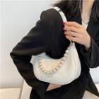 Faux Leather Faux Pearl Shoulder Bag