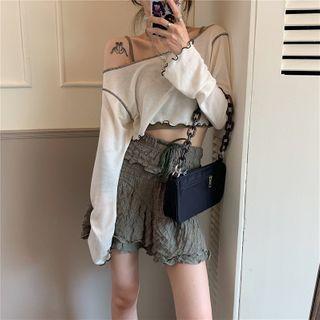 Long-sleeve Cropped T-shirt / Spaghetti Strap Top / Skirt