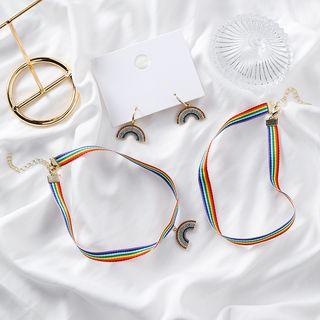 Rainbow Drop Earring / Striped Choker