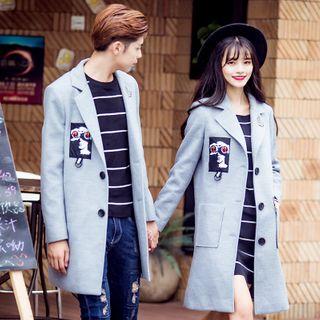 Couple Matching Lettering Button-up Coat