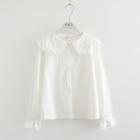 Lace Trim Shirt White - One Size