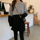 Two-tone Long Sweater Black & Gray - One Size
