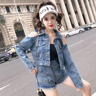 Off-shoulder Demin Jacket / High-waist Short / Camisole Top