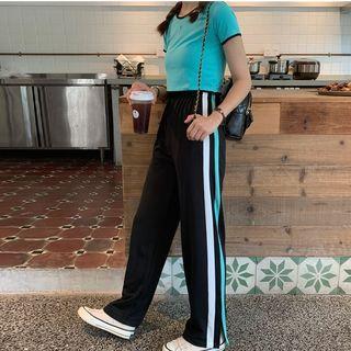 Contrast-trim Short-sleeve T-shirt / Sweatpants